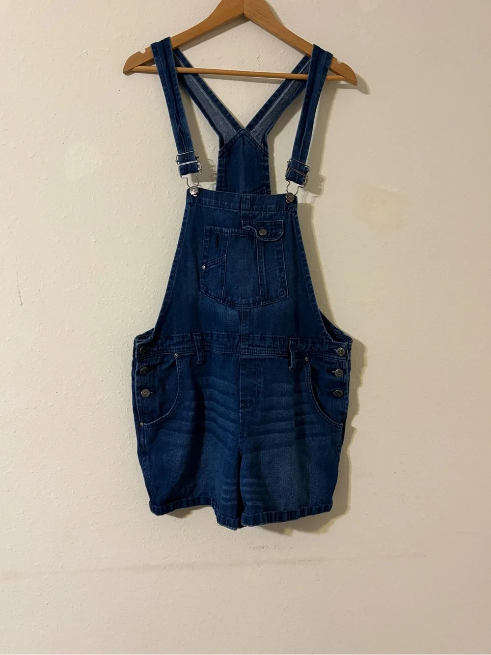 lei Dark Blue Denim Short Overalls Romper